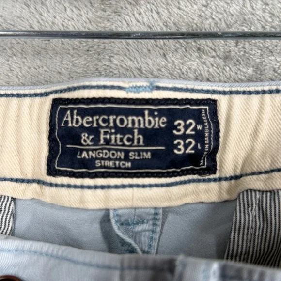 Abercrombie & Fitch Langdon Slim Stretch Chino Pants Light Blue Pastel Men 32x32 - Picture 6 of 11
